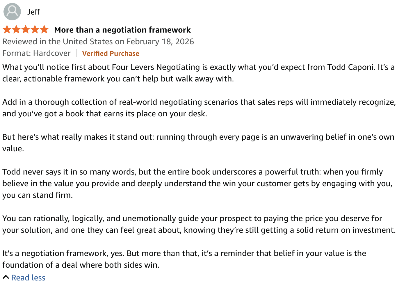 Four Levers negotiating by Todd Caponi book review